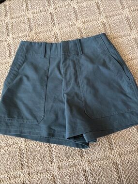 Athleta High-Waist Slate Blue Women's Shorts with Front Patch Pockets